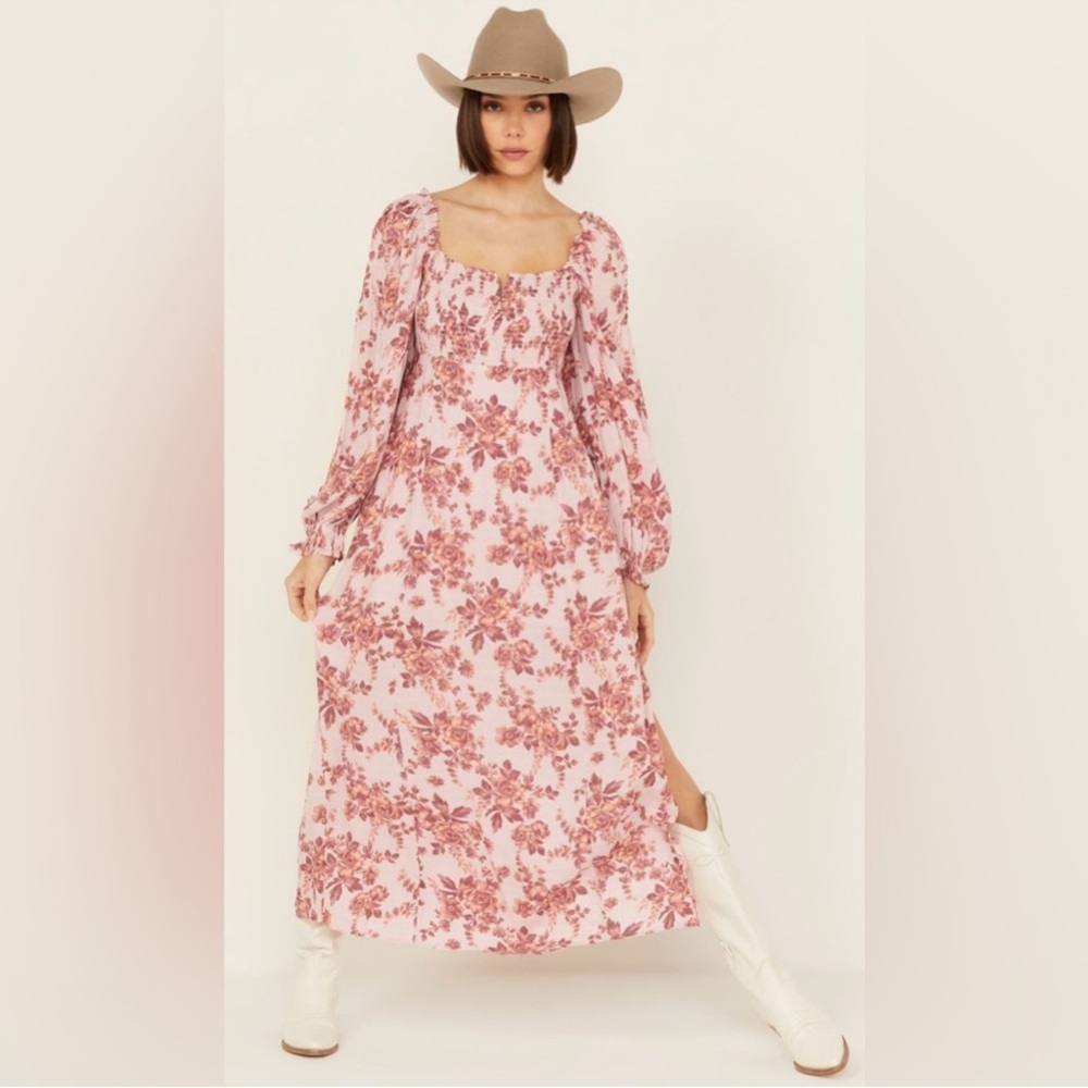 NWT Free People Women’s  Jaymes Floral Midi Long Sleeve Dress, Size XL